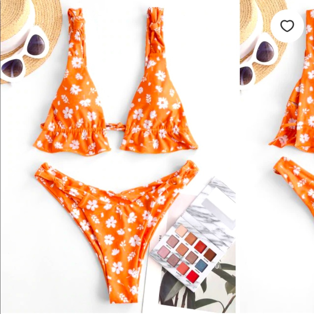 Floral, two-piece set, scrunch bottom, w/ high hip